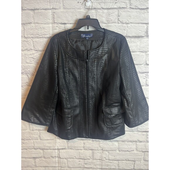 Susan Graver Women’s Faux Alligator  Leather Zip Swing Chic Jacket Size Medium - Picture 2 of 9